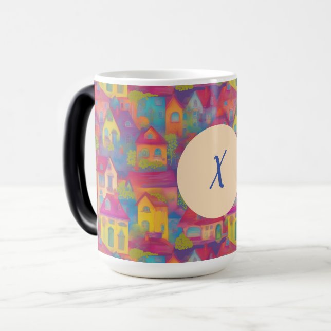 Mug Magic Colirgul personnalisé & Happy Houses sans couture (Devant gauche)