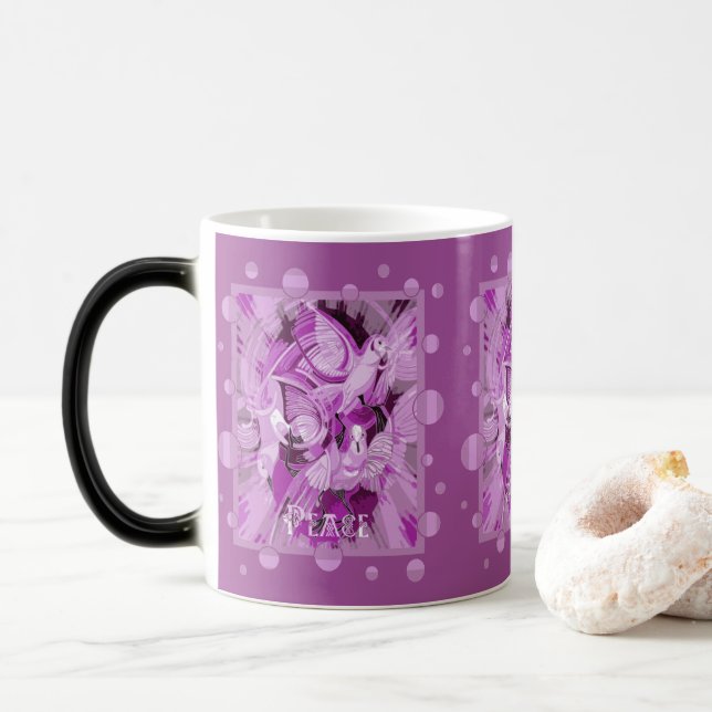 Mug Magic Colombe avec texte de paix celtique dans des tons  (Avec donut)