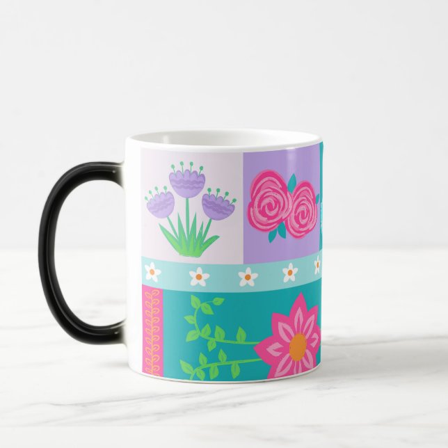 Mug Magic Conception de fleurs vibrantes en fleurs (Gauche)