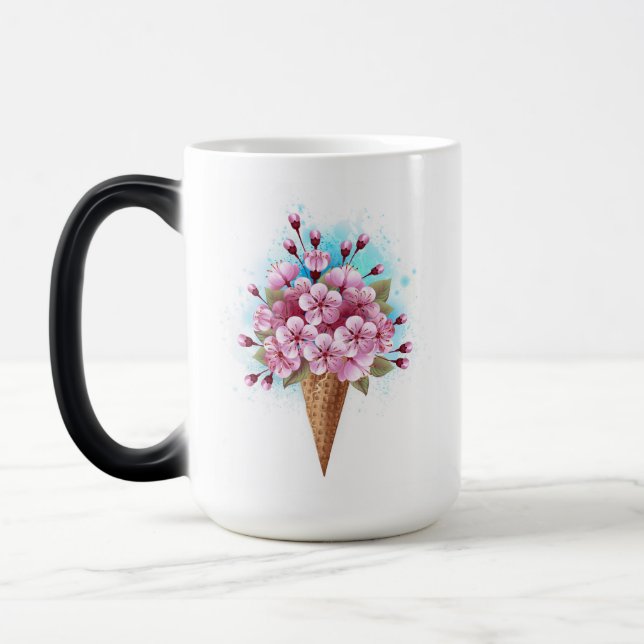 Mug Magic Cône rose Sakura crème glacée gaufre (Gauche)