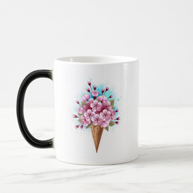 Mug Magic Cône rose Sakura crème glacée gaufre (Gauche)