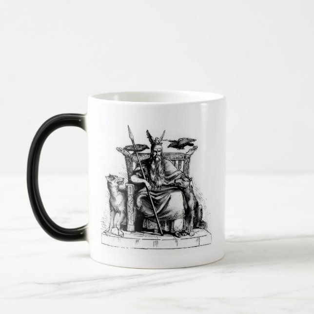 Mug Magic Corbeaux d'Odin sur son trône de pierre mythologie (Gauche)
