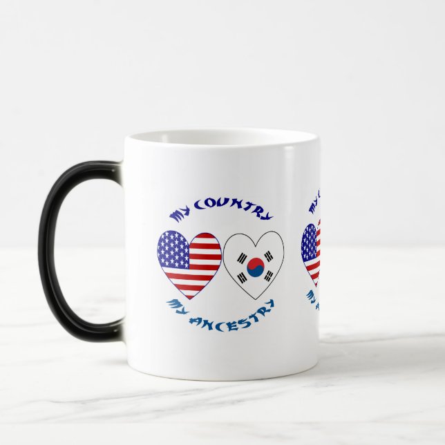 Mug Magic Corée du Sud États-Unis Drapeau cardiaque Mon pays (Gauche)