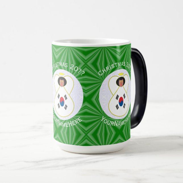 Mug Magic Coréen (Sud) Ange Noël Drapeau Personnalisé (Devant droit)
