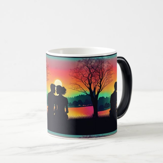 Mug Magic Coucher de soleil romantique - Silhouette de coupl (Devant droit)
