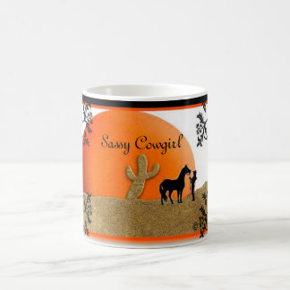 Mug Magic coucher du soleil, cow-girl impertinente