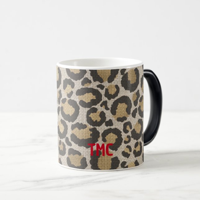 Mug Magic Créateur Empreinte de léopard Rouge Initiales Mono (Devant droit)