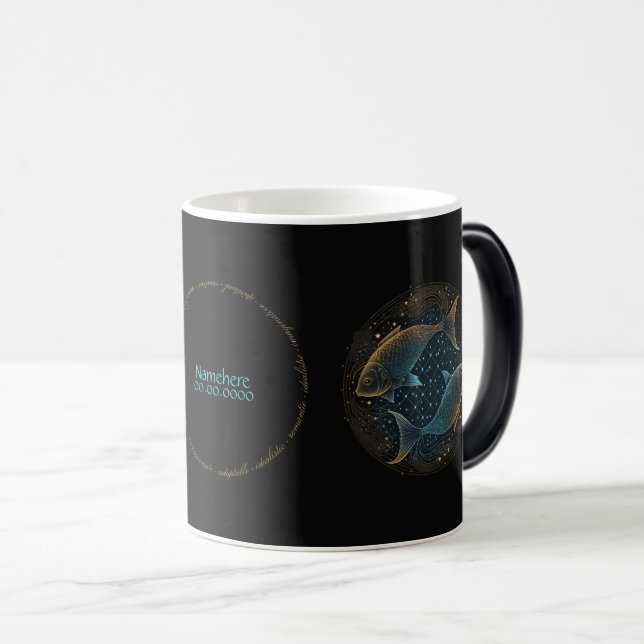 Mug Magic Créez votre propre astrologie mystique Poissons Zo (Devant droit)