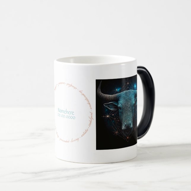 Mug Magic Créez votre propre astrologie mystique Taurus Zodi (Devant droit)
