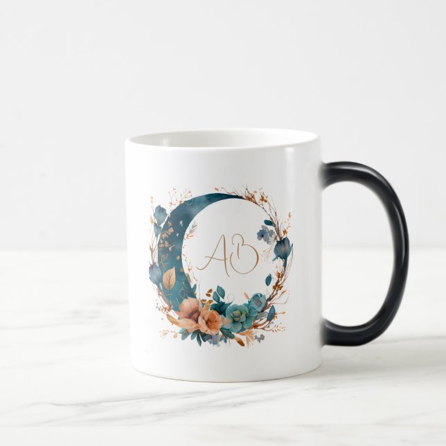 Mug Magic Créez votre propre Boho Turquoise & Pêcher Floral  (Droite)