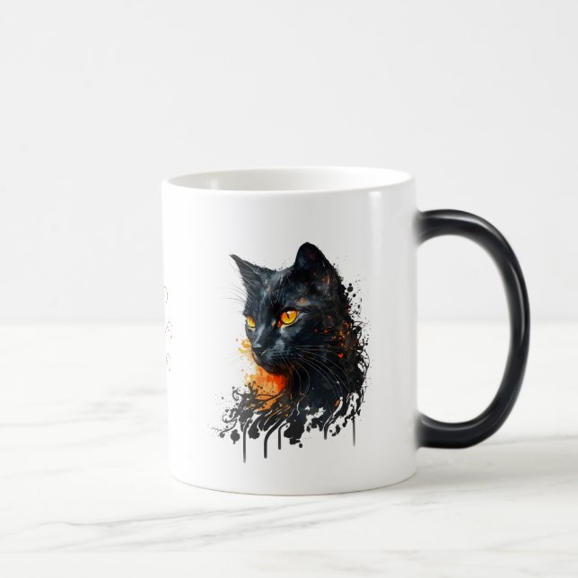 Mug Magic Créez votre propre buste de chat noir fière (Droite)