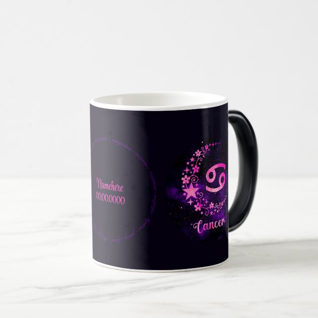 Mug Magic Créez votre propre cancer céleste violet Zodiac (Devant droit)