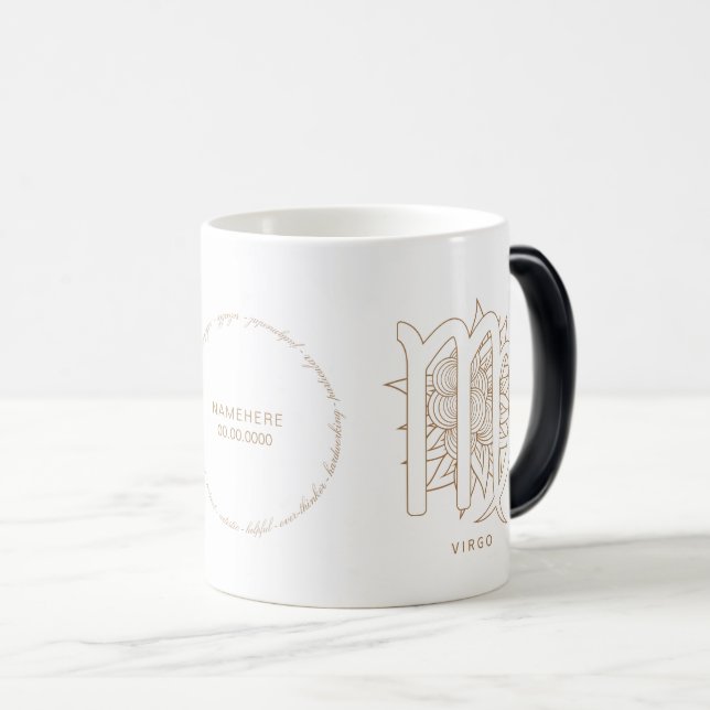 Mug Magic Créez votre propre Elegant Gold & White Virgo Zodi (Devant droit)