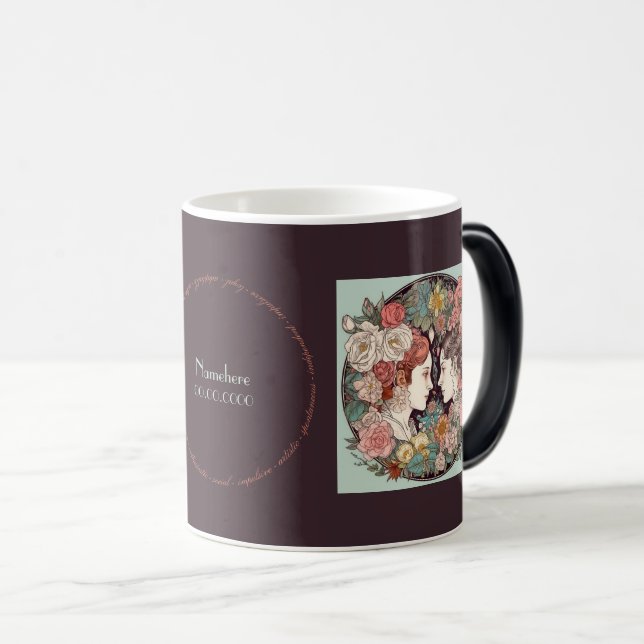 Mug Magic Créez votre propre Gemini Zodiac Art Nouveau (Devant droit)