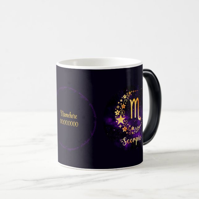 Mug Magic Créez votre propre Scorpion céleste violet Zodiac (Devant droit)