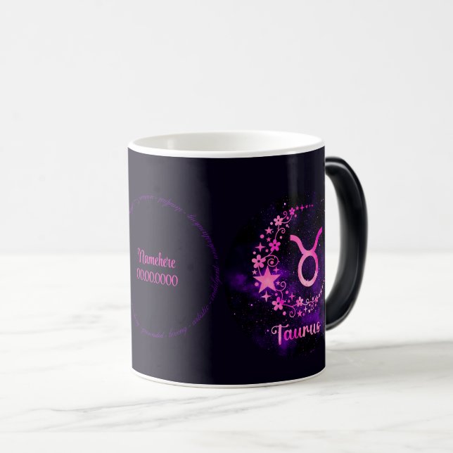Mug Magic Créez votre propre Taurus céleste violet Zodiac (Devant droit)
