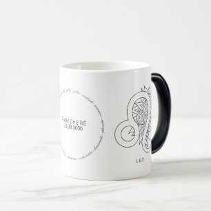 Mug Magic Créez votre propre Zodiac Leo noir & blanc élégant