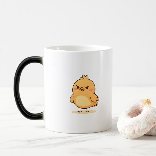 Mug Magic Cute Angry Chick Minimal Cartoon (Avec donut)