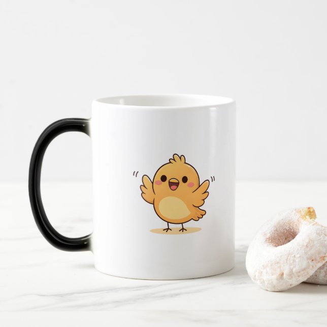 Mug Magic Cute Excited Chick Minimal Cartoon (Avec donut)