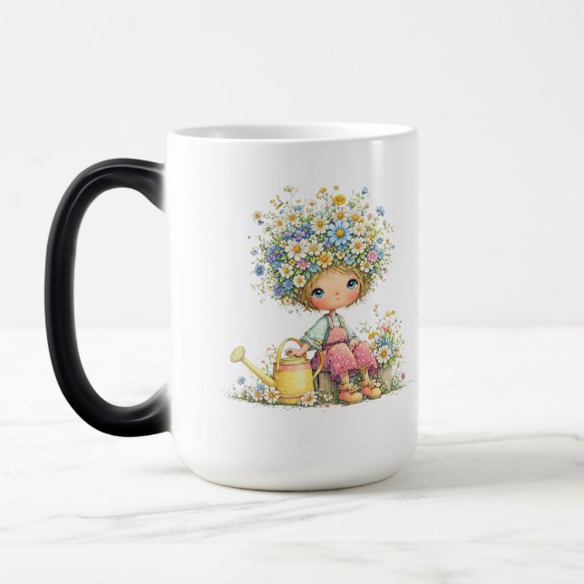 Mug Magic Cute Floral Girl Watercolor Garden Art (Gauche)
