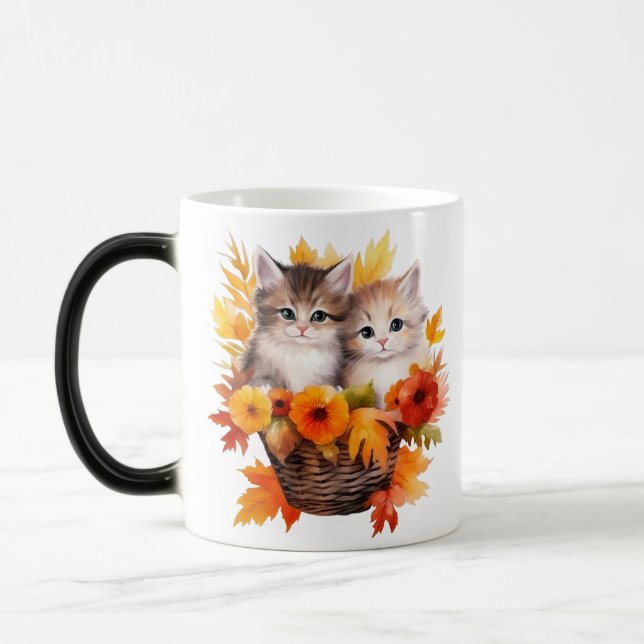 Mug Magic Cute Kittens chats personnalisés en panier (Gauche)