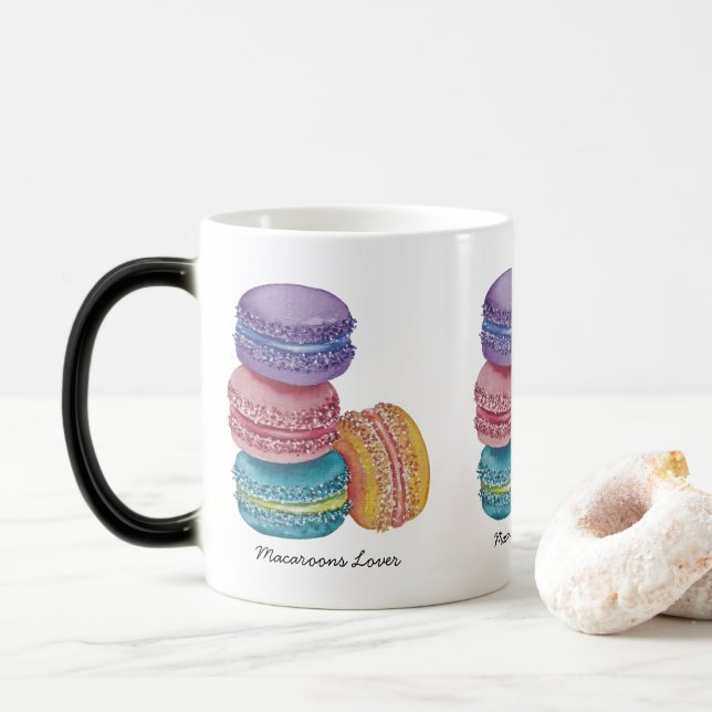 Mug Magic Cute Rainbow Macaroons In Watercolor (Avec donut)