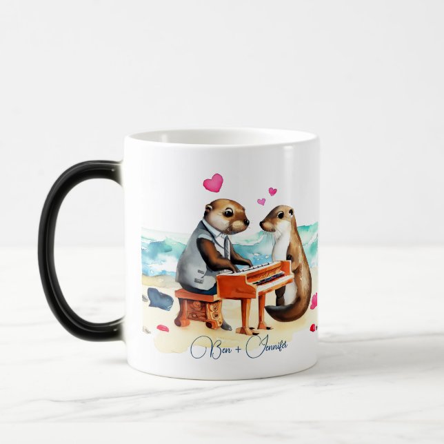 Mug Magic Cute Romantique Otter de dessin en couple en amour (Gauche)