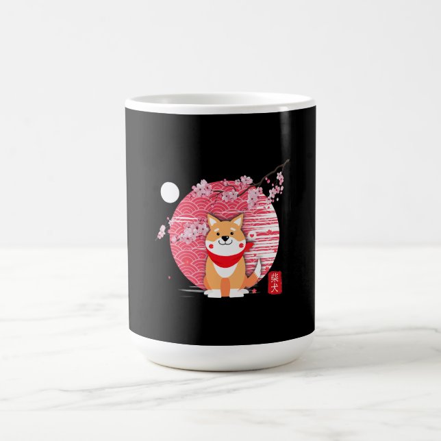 Mug Magic Cute Shiba Inu Kawaii Lune japonaise en fleurs de  (Centre)