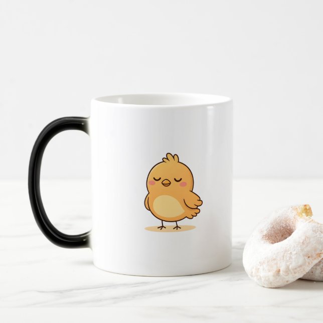 Mug Magic Cute Sleepy Chick Minimal Cartoon (Avec donut)