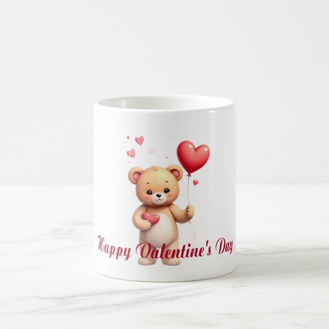 Mug Magic Cute Teddy Bear avec Cœur – Joyuse Saint-Valentin (Centre)