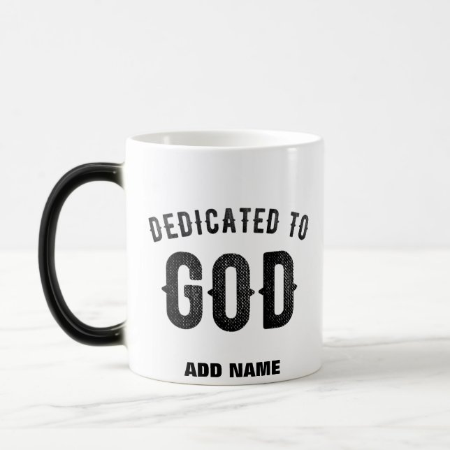 MUG MAGIC DÉDIÉ À DIEU COOL PERSONNALISABLE NOIR TEXTE (Gauche)
