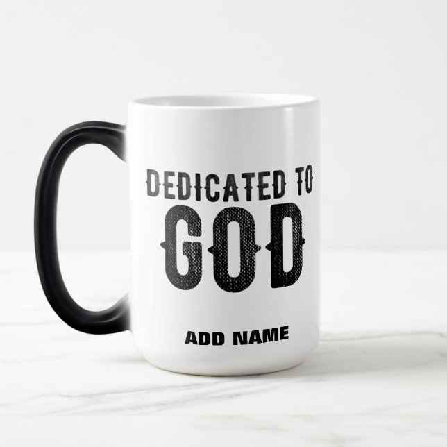MUG MAGIC DÉDIÉ À DIEU PERSONNALISABLE COOL TEXTE NOIR (Gauche)