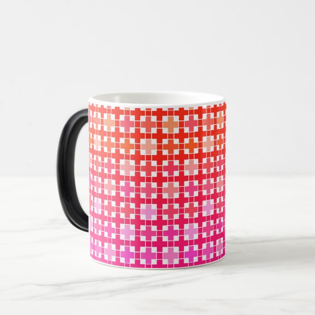 Mug Magic dégradé, gradient à damiers, ombre (Devant gauche)