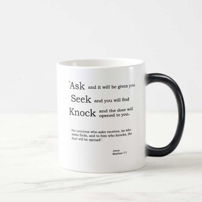 Mug Magic Demandez, cherchez le 7:7 NIV de Matthew de coup (Droite)
