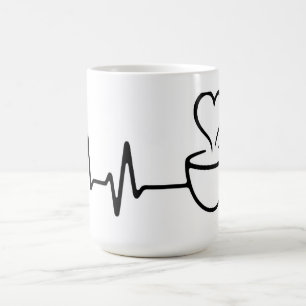 Mug Magic Design d'art de la ligne de café Heartbeat