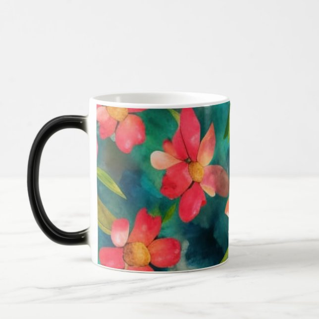 Mug Magic Design Motif de couleur d'eau florale (Gauche)