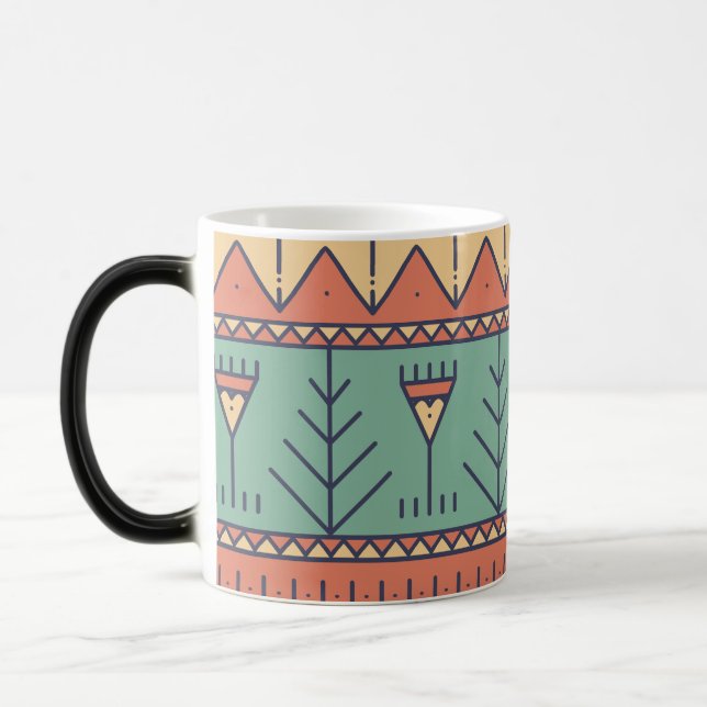 Mug Magic Dessin adorable motif tribal Bleu Rouge Indien (Gauche)