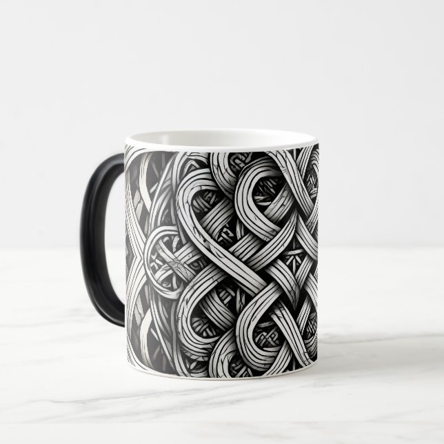 Mug Magic Détaillierte Schwarz-Weißer keltischer Knoten 0001 (Devant gauche)
