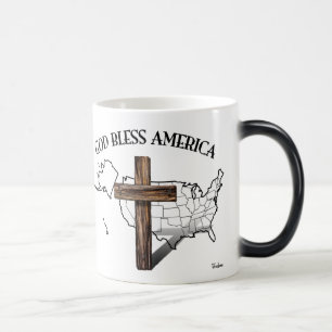 Mug Magic DIEU BÉNISSE L'AMÉRIQUE avec une croix robuste et 