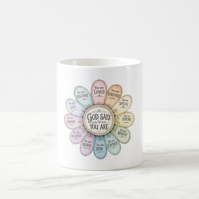 Mug Magic Dieu dit que vous êtes Fleur Chrétienne Florale (Centre)