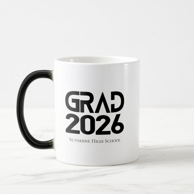 Mug Magic Diplômés de la promotion 2026 Noir Blanc Minimalis (Gauche)