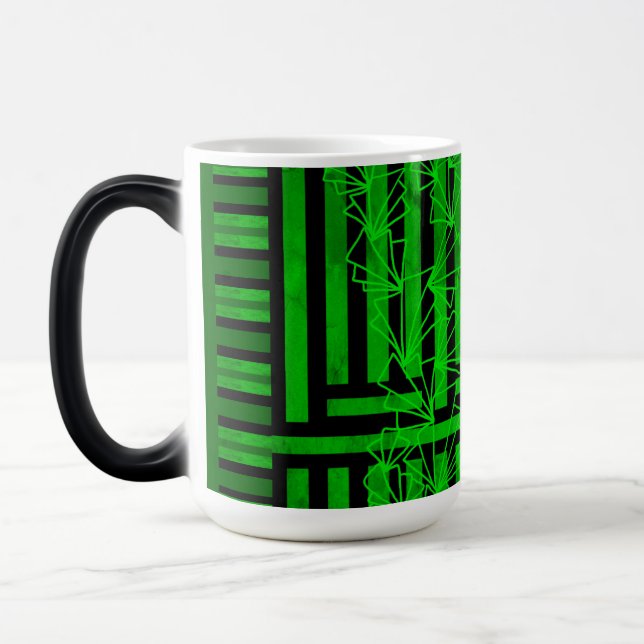 Mug Magic Distresssess Dark Sea vert doodle fleur rayé (Gauche)