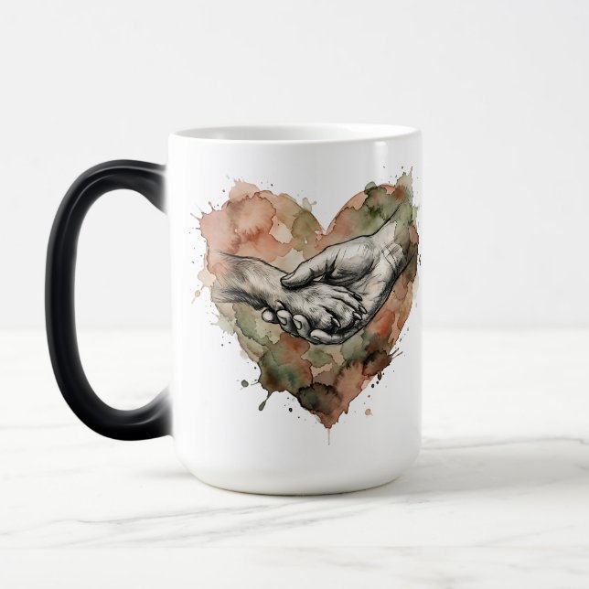Mug Magic Dog Lover Human Animal Bond Watercolor Heart (Gauche)