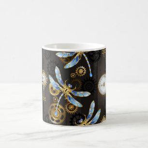 Mug Magic Dragonflies de Steampunk sur arrière - plan rayé b
