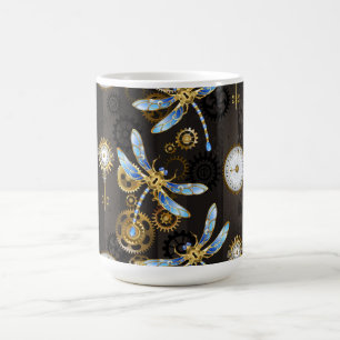 Mug Magic Dragonflies de Steampunk sur arrière - plan rayé b