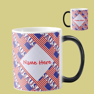 Mug Magic Drapeau américain Carrelé Rouge Personnalisé
