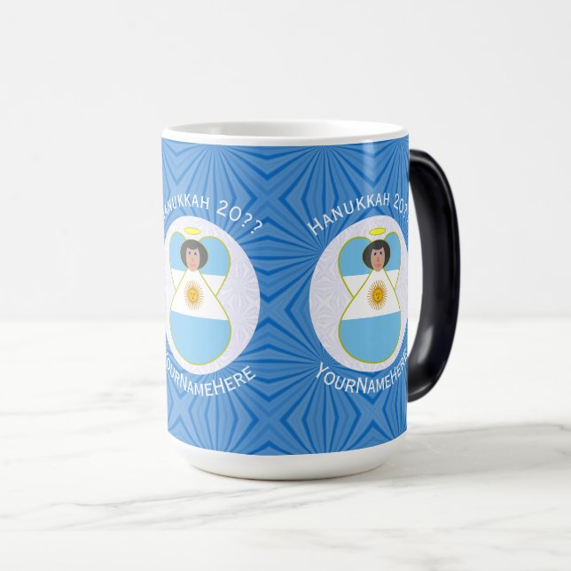 Mug Magic Drapeau d'ange de Hanukkah argentin personnalisé  (Devant droit)