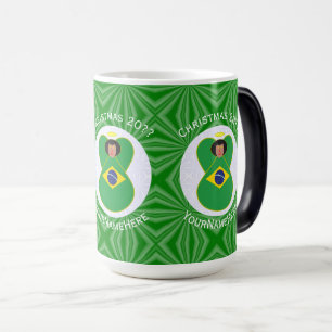 Mug Magic Drapeau de Noël brésilien personnalisé