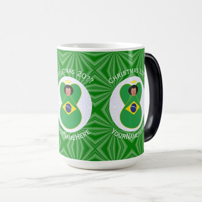 Mug Magic Drapeau de Noël brésilien personnalisé (Devant droit)