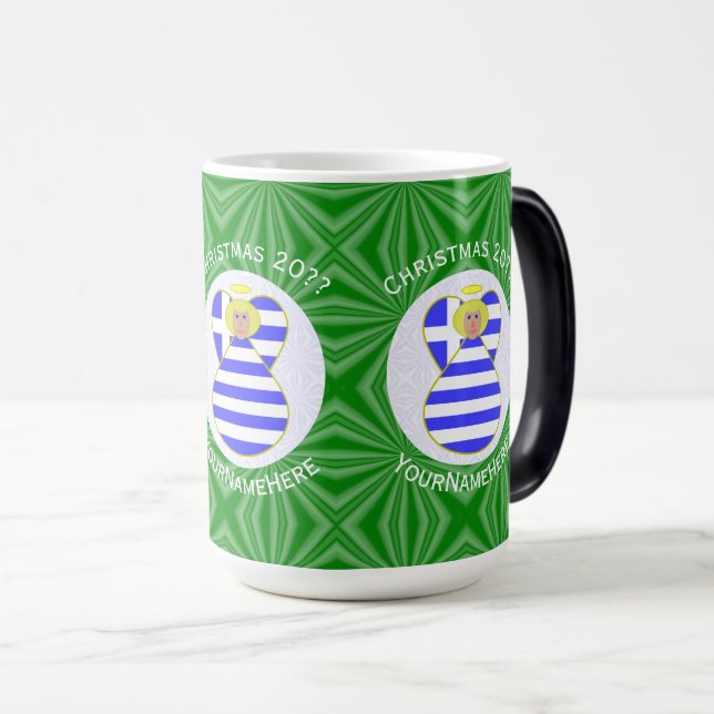 Mug Magic Drapeau de Noël personnalisé Ange Blond Grec (Devant droit)